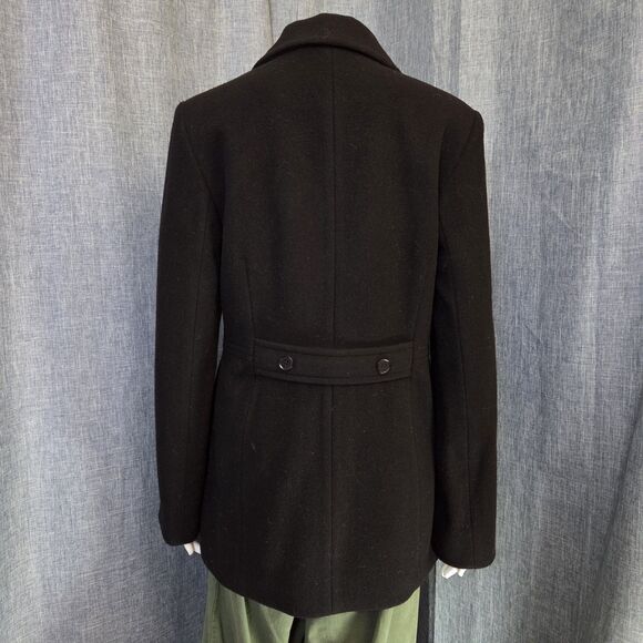 Kenneth Cole Reaction Double Breasted Peacoat Women's 4 Black Luxury Wool Blend - Picture 2 of 9